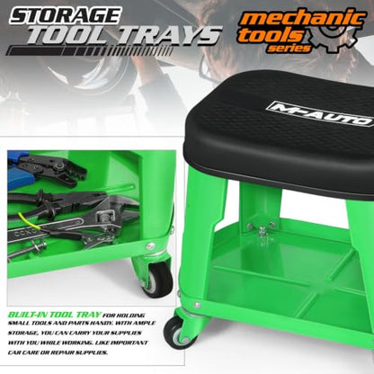 Heavy Duty Garage Rolling Work Seat 300LBS Capacity Mechanics Stool with Wheels