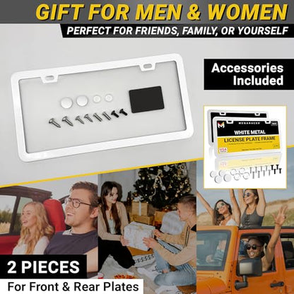 Premium Slim Gloss White License Plate Frames
