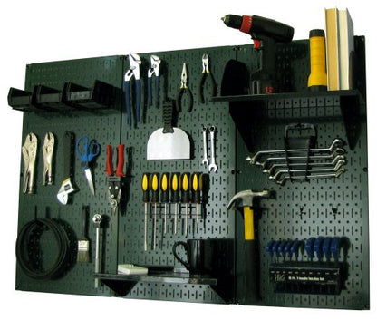 Pegboard Organizer 4 ft. Metal Pegboard Standard Tool Storage Kit with Green Toolboard and Black Accessories