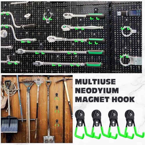 10 Pcs Large Magnetic Hooks Heavy Duty Garage Magnet Hooks Strong Storage Utility Magnetic Hangers with Anti Slip Rubber Coating for Indoor and Outdoor Hanging (10 Count)