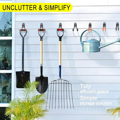 6 Pack Garage Hooks Heavy Duty Storage Organizer Wall Mount Power and Garden Tool Hangers