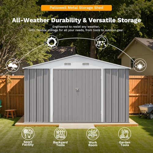 10x12 FT Outdoor Storage Shed with Floor Frame