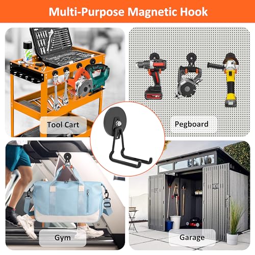 Strong Magnetic Hooks Heavy Duty Upgraded Large Magnet Garage Hooks (2 Count)
