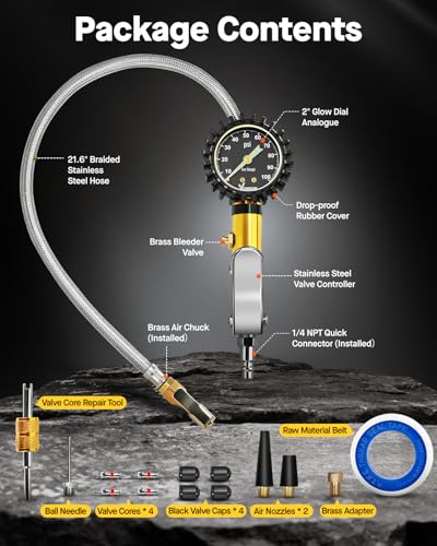Tire Inflator with Pressure Gauge