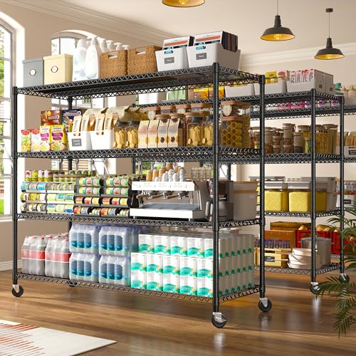 60''W Storage Shelves 2399LBS Metal Shelving Unit with Wheels & Feet (2 Count)