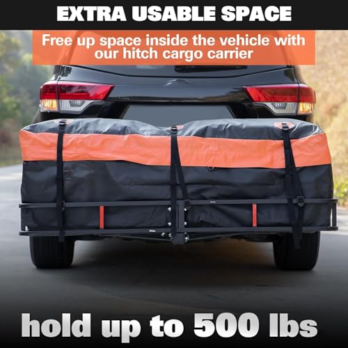 Folding Hitch Mount Cargo Carrier 60" x 20" x 6"