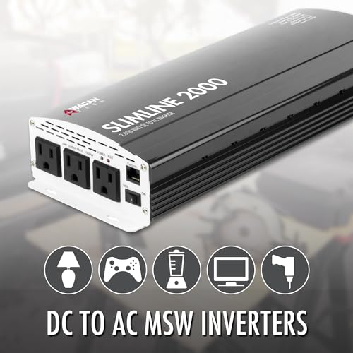 EL3724 2000W Slim Line AC to DC Power Inverter 2000W TrueRated Continuous 4500W Surge Power DC 12V to AC 110V Power Inverter with 3 AC Outlets and 2A USB Charging Port