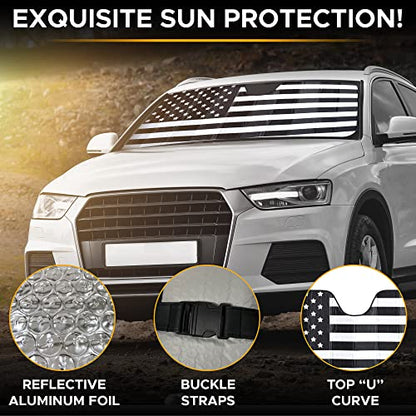 Accordion Car Windshield Sun Shade American Flag Design