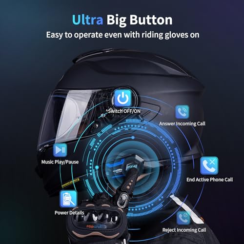 FX4 Pro Motorcycle Helmet Bluetooth Intercom with AI Voice Control (2 Count)
