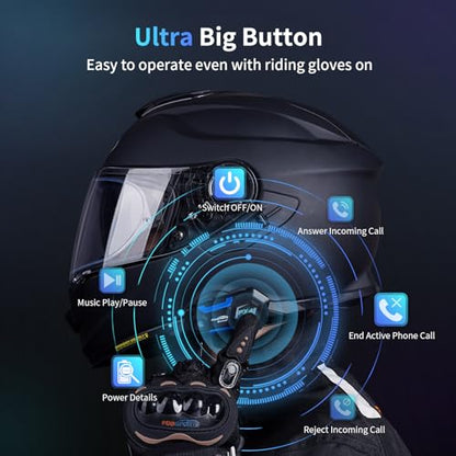 FX4 Pro Motorcycle Helmet Bluetooth Intercom with AI Voice Control (2 Count)