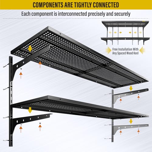 2 Tier 1.3x4ft Garage Shelving Wall Mounted (2 Count)