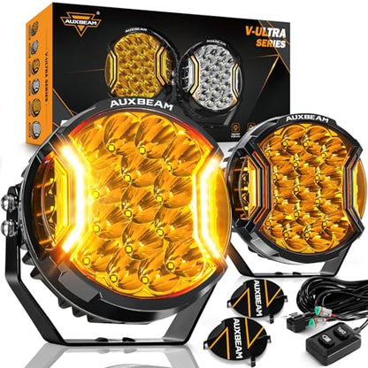 V Ultra Series 7 Inch Side Shooter Offroad Lights Round Amber Pods