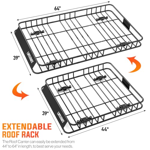 64 x 39’’ Roof Rack Cargo Basket Rooftop Cargo Carrier with Net