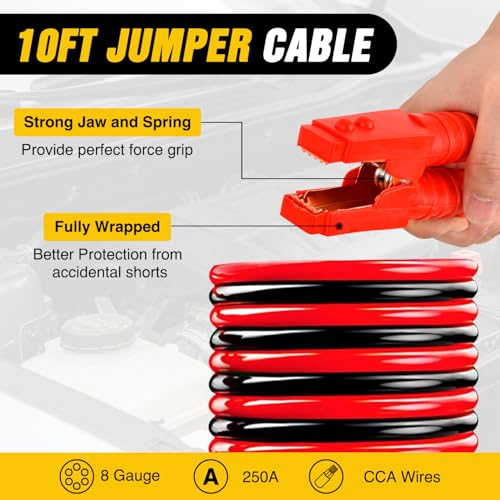 Car Roadside Emergency Kit with Jumper Cables Air Compressor