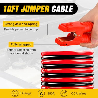 Car Roadside Emergency Kit with Jumper Cables Air Compressor