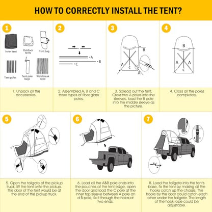Pickup Truck Tent with Awning Shade