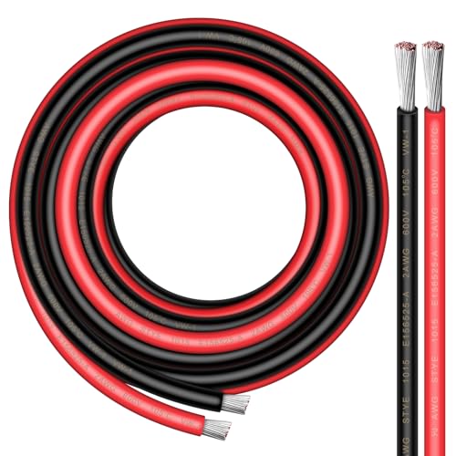 2 Gauge Wire iGreely 10 FT Red & 10 FT Black 2 Gauge Tinned Copper Electrical Wire Cable for Car Automotive Trailer Marine Boat Harness Wiring 2AWG 10Ft (10 Foot)