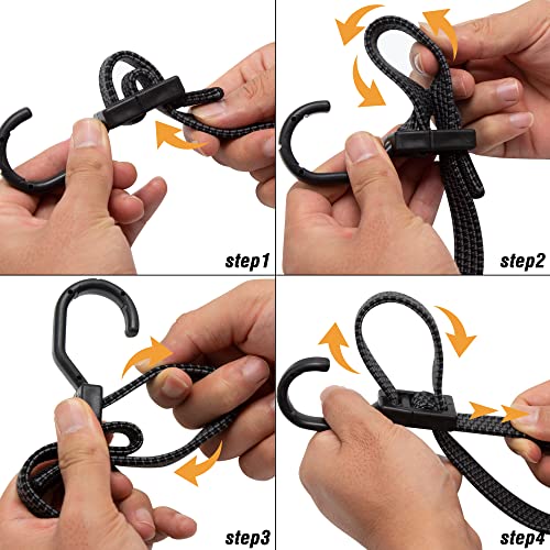 Bungee Cords Flat Adjustable Bungee Cords with Hooks Heavy Duty 48 Inch (6 Count)