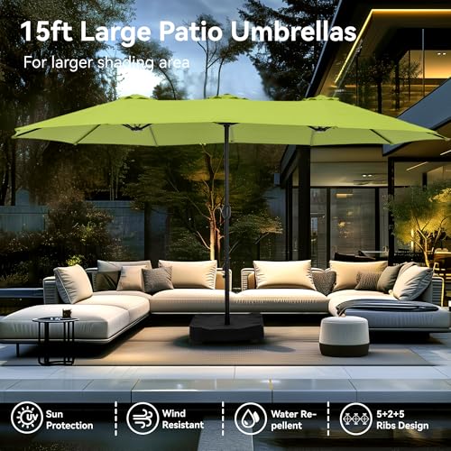 15ft Large Outdoor Patio Umbrella with Base Included