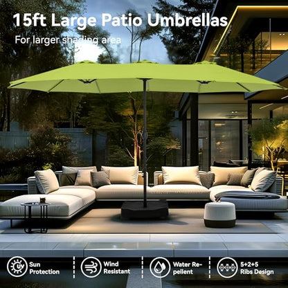 15ft Large Outdoor Patio Umbrella with Base Included