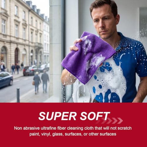 200 Pcs Microfiber Cleaning Cloth 16x16 Inch Microfiber Towels for Car Ultra Absorbent Cleaning Rags Reusable Lint Free Streak Free Detailing Towel for Car Washing Drying Dusting (200 Count)