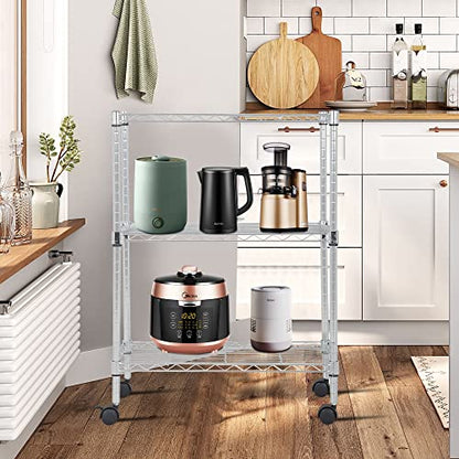 3 Tier Wire Shelf with Wheels