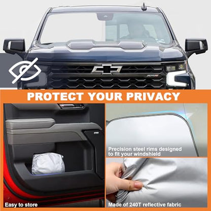 Foldable Front Windshield Sunshade fits Chevrolet Silverado 1500 2019
