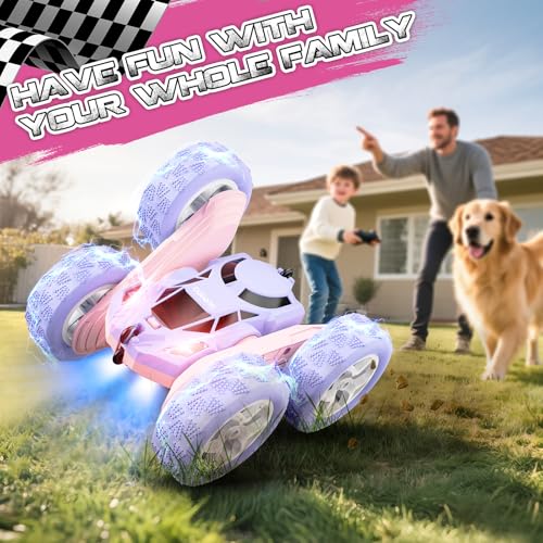 Pink Purple RC Stunt Car for Kids
