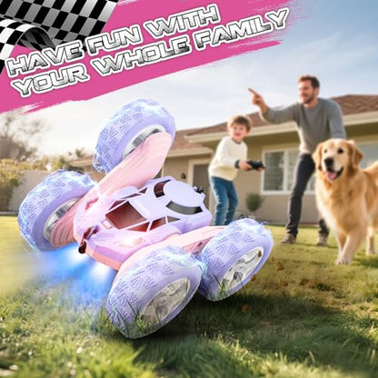 Pink Purple RC Stunt Car for Kids