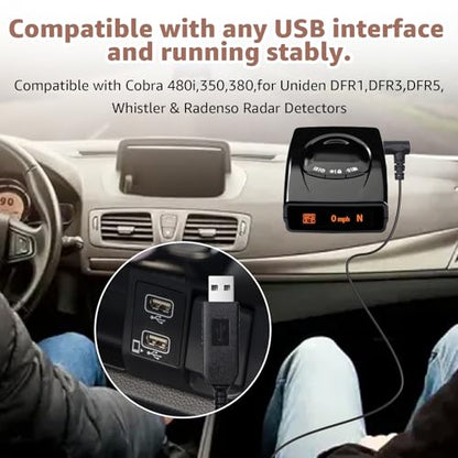 USB to DC3.5 for Cobra Uniden Whistler & Radenso Radar Detector Power Cord (6 Foot)