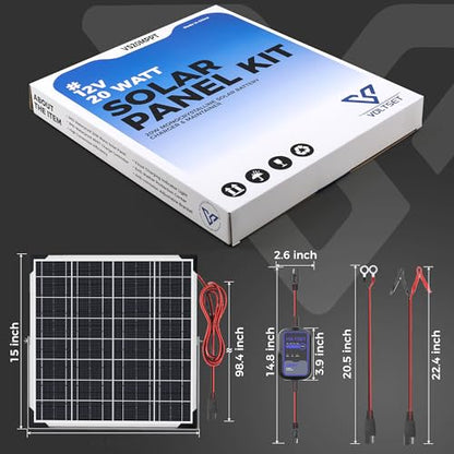 20W 12V Solar Panel Battery Charger Trickle Maintainer Kit