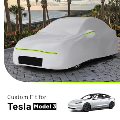 Car Cover Waterproof All Weather Custom Fit for Tesla Model 3
