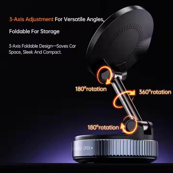 Vacuum Magnetic Phone Holder for Car 360° Adjustable Magsafe Car Mount