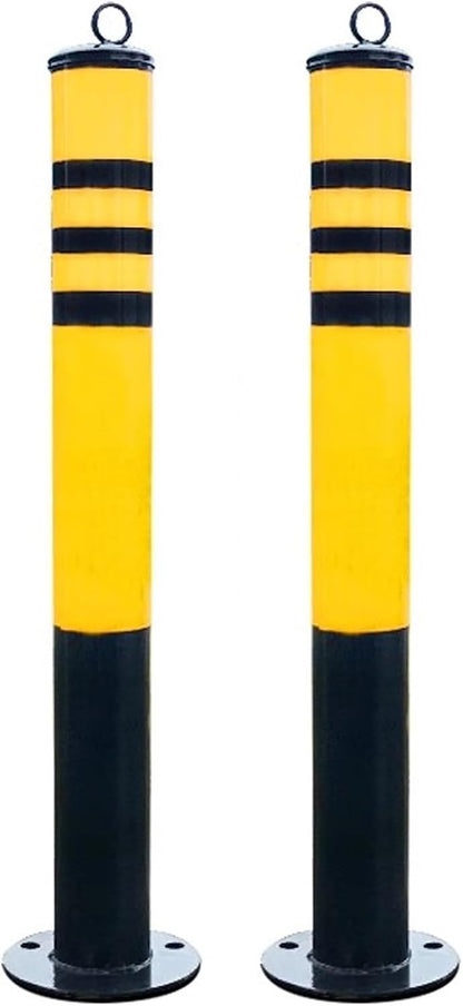 Safety Bollard, Driveway Barrier, Parking Stopper for Garage, Steel Car Parking Protection Posts, Caution Cones, Perfect for Traffic-Sensitive Area(Yellow A(2PCS))