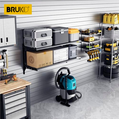 2 Tier 1.3x4ft Garage Shelving Wall Mounted (2 Count)
