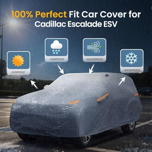 Large SUV Car Cover for Cadillac Escalade ESV 100% Waterproof All Weather
