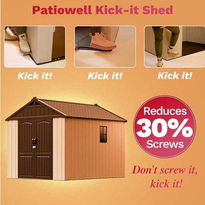 8x10 FT Resin Outdoor Storage Shed with Floor