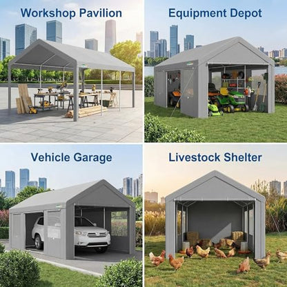 12x20 FT Heavy Duty Carport with Galvanized Frame