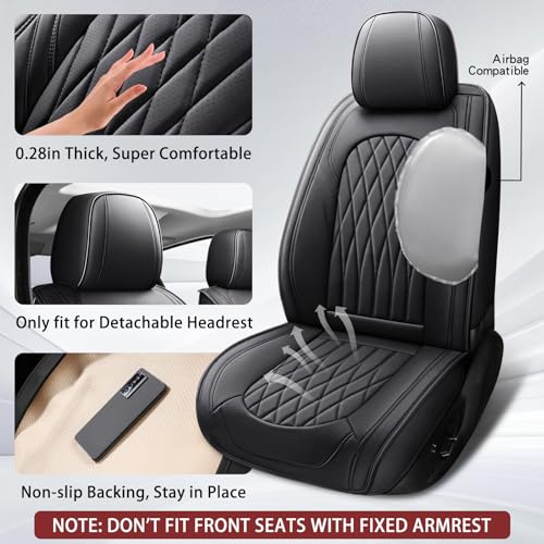 Nappa Faux Leather Car Seat Covers Full Set (5 Count)