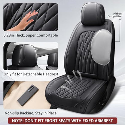 Nappa Faux Leather Car Seat Covers Full Set (5 Count)