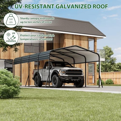 12' x 20' x 8.5' Heavy Duty Metal Carport with Galvanized Steel Roof