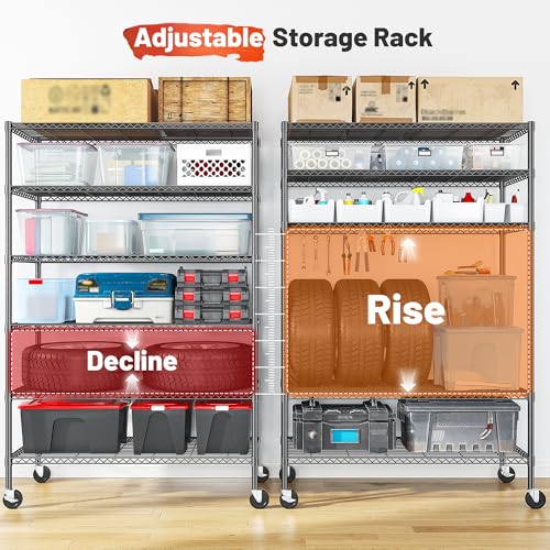 Heavy Duty 6 Tier Rolling Storage Shelves with Wheels (2 Count)