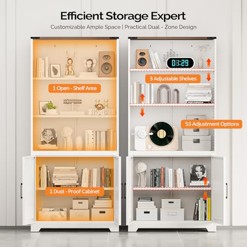 Bookcase with Doors and Adjustable Shelves