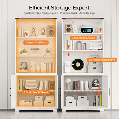 Bookcase with Doors and Adjustable Shelves