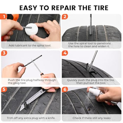 Flat Tire Repair Kit with Plugs 16 Pcs