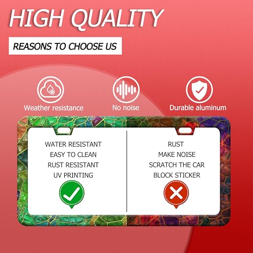 Colored Gemstone Patterns Stainless Steel License Plate Frame for US Cars