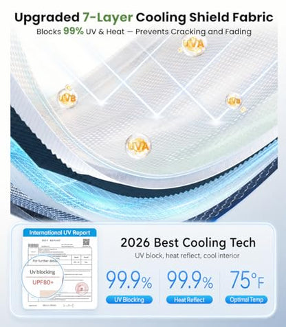 2026 Upgraded Car Windshield Sun Shade [Cool Down by 75℉ ] with Heat Insulation Coating