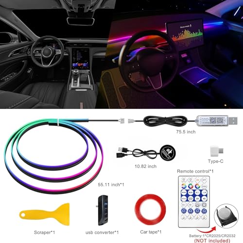 Acrylic Interior Car LED Strip Light with 30S Motion Sensor Switch&USB Hub