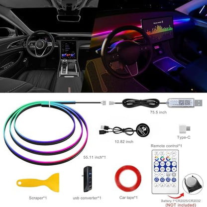 Acrylic Interior Car LED Strip Light with 30S Motion Sensor Switch&USB Hub