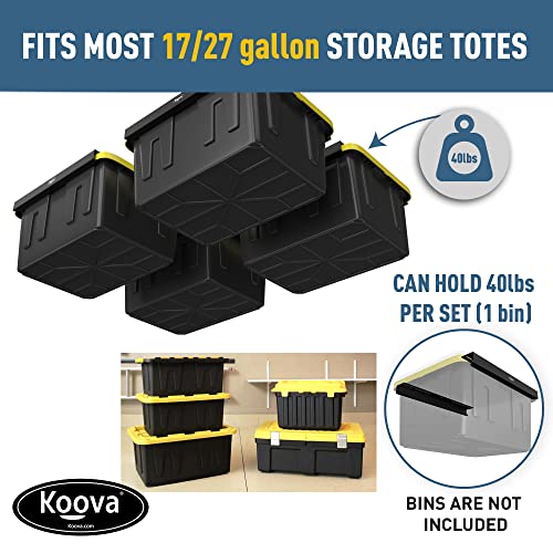 Heavy Duty Overhead Garage Storage Rack for 4 Bins. Adjustable Width (4 Count)
